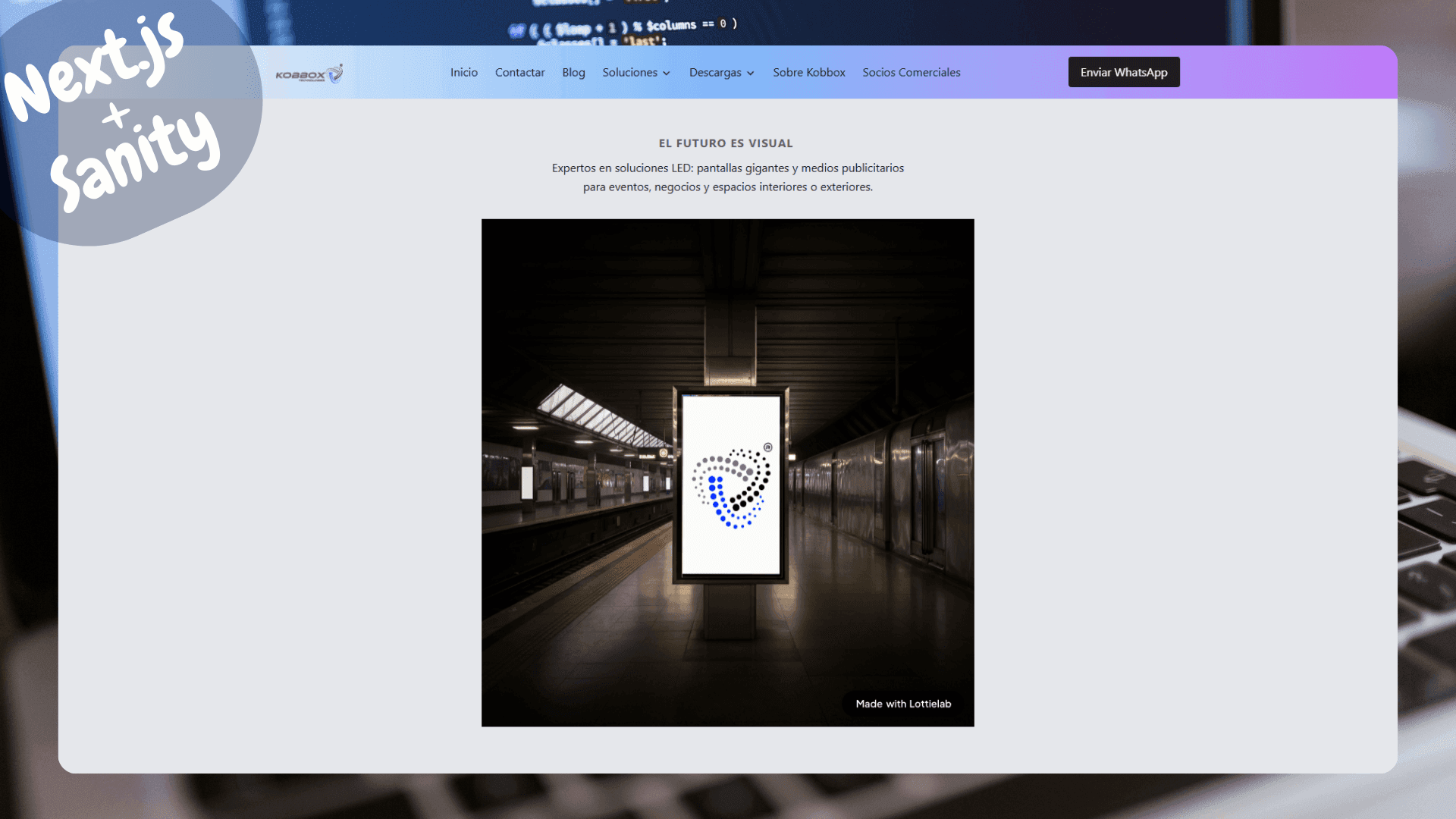 Interfaz de usuario de la web corporativa de Kobbox Technologies
